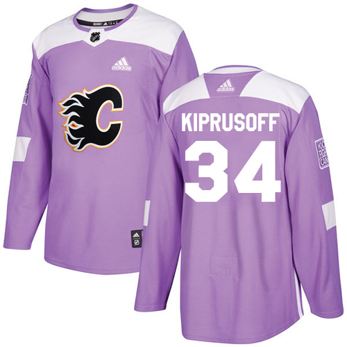 Adidas Flames #34 Miikka Kiprusoff Purple Authentic Fights Cancer Stitched NHL Jersey - Click Image to Close